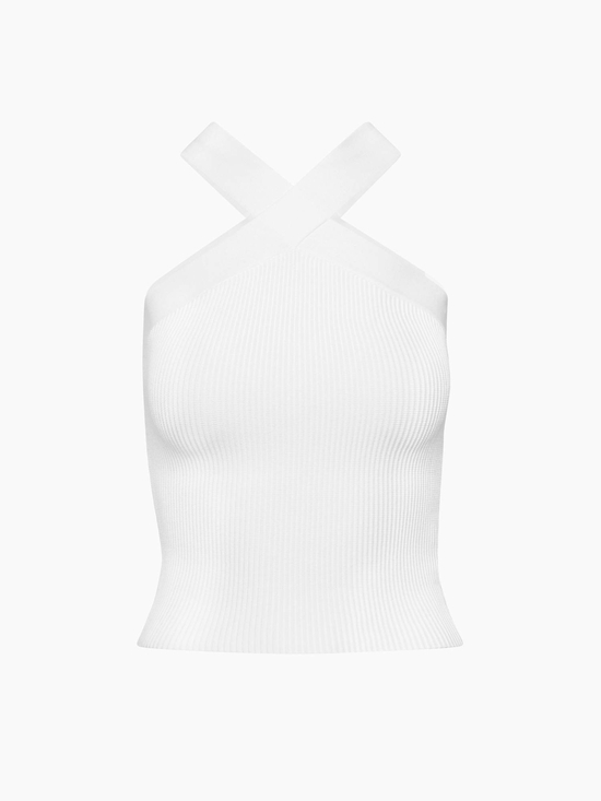 Aritzia Tops - NWOT Aritzia Babaton Sculpt Knit Criss Cross Cropped Tank - White Size M